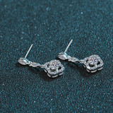 Round Cut Moissanite Diamond Clover Drop Earrings