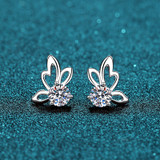 Round Cut Moissanite Diamond Butterfly Earrings
