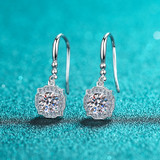 1.0ct/2.0ct Round Cut Moissanite Diamond Hook Earrings