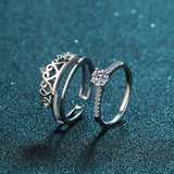 Round Cut Moissanite Diamond Heart-shaped Crown Bridal Ring