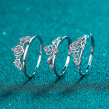 Round Cut Moissanite Diamond Crown Ring