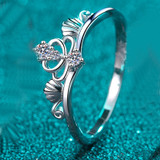 Round Cut Moissanite Diamond Crown Ring