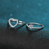Round Cut Moissanite Diamond Heart Shape Ring
