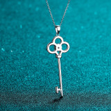 Round Cut Moissanite Diamond Key Pendant Necklace