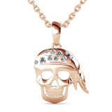 Round Created Diamond Skull Pendant Necklace