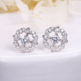 925 Sterling Silver Round Cubic Zirconia Classic Stud Earrings