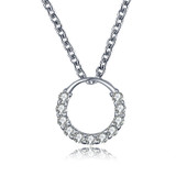 925 Sterling Silver Simple Ring Cubic Zirconia Pendant Necklace