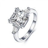 Three Stone Emerald Cut Created White Diamond Ring Three Stone Emerald Cut Created White Diamond Ring