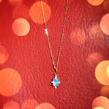 18K Gold Oval Cut Natural Diamond Opal Pendant Necklace
