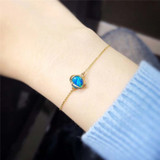 18K Gold Round Natural Diamond Opal Bracelet