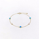 18K Gold Round Cut Natural Opal AKOYA Pearl 15-17CM Fine Peas Bracelet