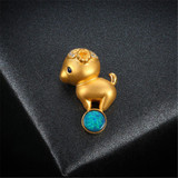 18K Gold Diamond Sapphire Round Cut Natural Opal 11X18MM Sheep Pendant Necklace