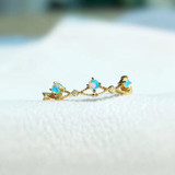 18K Gold Round Cut Natural Opal Diamond Exquisite Ring
