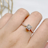 18K Gold Round Cut Natural Diamond 0.2 Carat Letter Single Head Ring