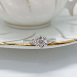 18K Gold Round Cut Natural Diamond Ruby 0.2 Carat Halo Ring