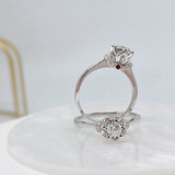 18K Gold Round Cut Natural Diamond Ruby 0.2 Carat Halo Ring