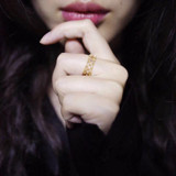 18K Gold Vintage Gemstone Diamond Ring with Natural Ruby