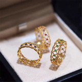 18K Gold Natural Emerald Diamond Vintage Ring