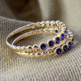 18K Gold Natural Ruby & Sapphire 0.215ct Gemstone Vintage Half Eternity Ring