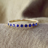 18K Gold Natural Ruby & Sapphire 0.215ct Gemstone Vintage Half Eternity Ring