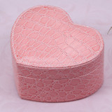 Leather Crocodile Pattern Heart-shaped Double-layer Jewelry Storage Box