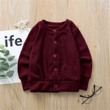 Girls Button Solid Long Sleeve Cardigan Sweaters Girls Wholesale Clothes
