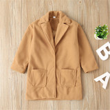 Unisex Solid Pockets Long Sleeve Coat Wholesale Kids Boutique Clothing