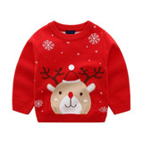 Kids Unisex Christmas Snowflake Fawn Pattern Sweater Baby Boy Christmas Outfit