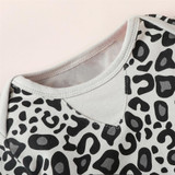 Baby Girls Crew Neck Leopard Long Sleeve Romper Baby Wholesale Clothing