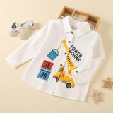 Boys Power Machine Long Sleeve Lapel Shirt Toddler Wholesale Clothes