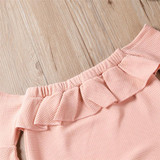 Girls Solid Off Shoulder Ruffled Jumpsuit Girls Clothes Wholesale