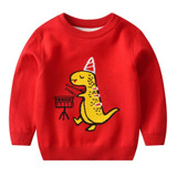 Boys Birthday Dinosaur Pattern Long Sleeves Knitting Sweater Little Boy Boutique Wholesale