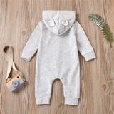 Baby Cute Hooded Long Sleeve Solid Button Romper Babywear Wholesale