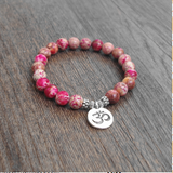 Matte Amazonite Stone Mala Bracelet - OM / Lotus / Buddha / Tree of Life