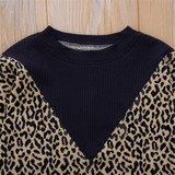Girls Long Sleeve Leopard Printed T-Shirts Wholesale Girl Clothing