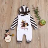 Baby Striped Thanksgiving Turkey Long Sleeve Romper Baby Clothes Wholesale Bulk