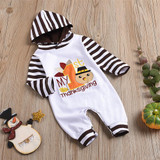 Baby Striped Thanksgiving Turkey Long Sleeve Romper Baby Clothes Wholesale Bulk
