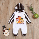 Baby Striped Thanksgiving Turkey Long Sleeve Romper Baby Clothes Wholesale Bulk