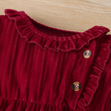 Baby Girls Long Sleeve Button Solid Color Romper Baby Clothes Wholesale Bulk