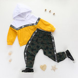 Boys Splicing Letter Printed Camouflage Suits Wholesale Boys Clothes