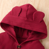 Unisex Baby Hooded Long Sleeve Cute Casual Romper Baby Wholesale Clothes