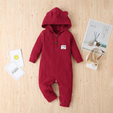 Unisex Baby Hooded Long Sleeve Cute Casual Romper Baby Wholesale Clothes