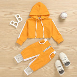 Girls Solid Hooded Long Sleeve Tracksuit Baby Girl Tracksuits Wholesale