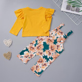 Baby Girls Long Sleeve Tops Floral Overall Pants Baby Boutique Clothing Wholesale Baby Girls Long Sleeve Tops Floral Overall Pants Baby Boutique Clothing Wholesale