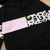 Baby Girls Leopard Color Block Hooded Long Sleeve Baby Girl Tracksuits