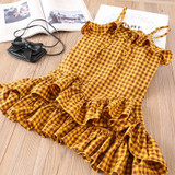 Girls Plaid Skirt Ruffled Hem Suspender Skirt Girls Plaid Skirt Ruffled Hem Suspender Skirt