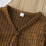 Boys Button Solid Long Sleeve Pocket Jacket