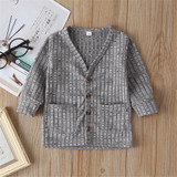 Boys Button Solid Long Sleeve Pocket Jacket