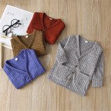 Boys Button Solid Long Sleeve Pocket Jacket