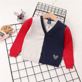 Boys 5PCS Cartoon Long Sleeve Color Block Sweater Cardigan Jackets
